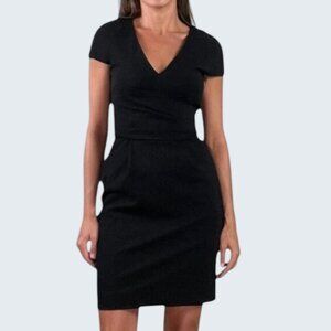 STRENESSE GABRIELLE STREHLE BLACK PLEATED V-NECK DRESS